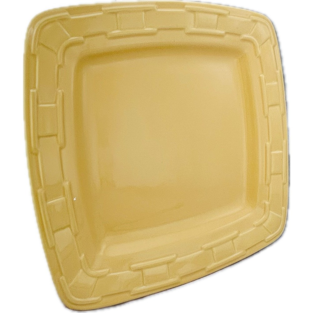 Longaberger Pottery Soft Square Dinner Plate Butternut Yellow‎ 11"